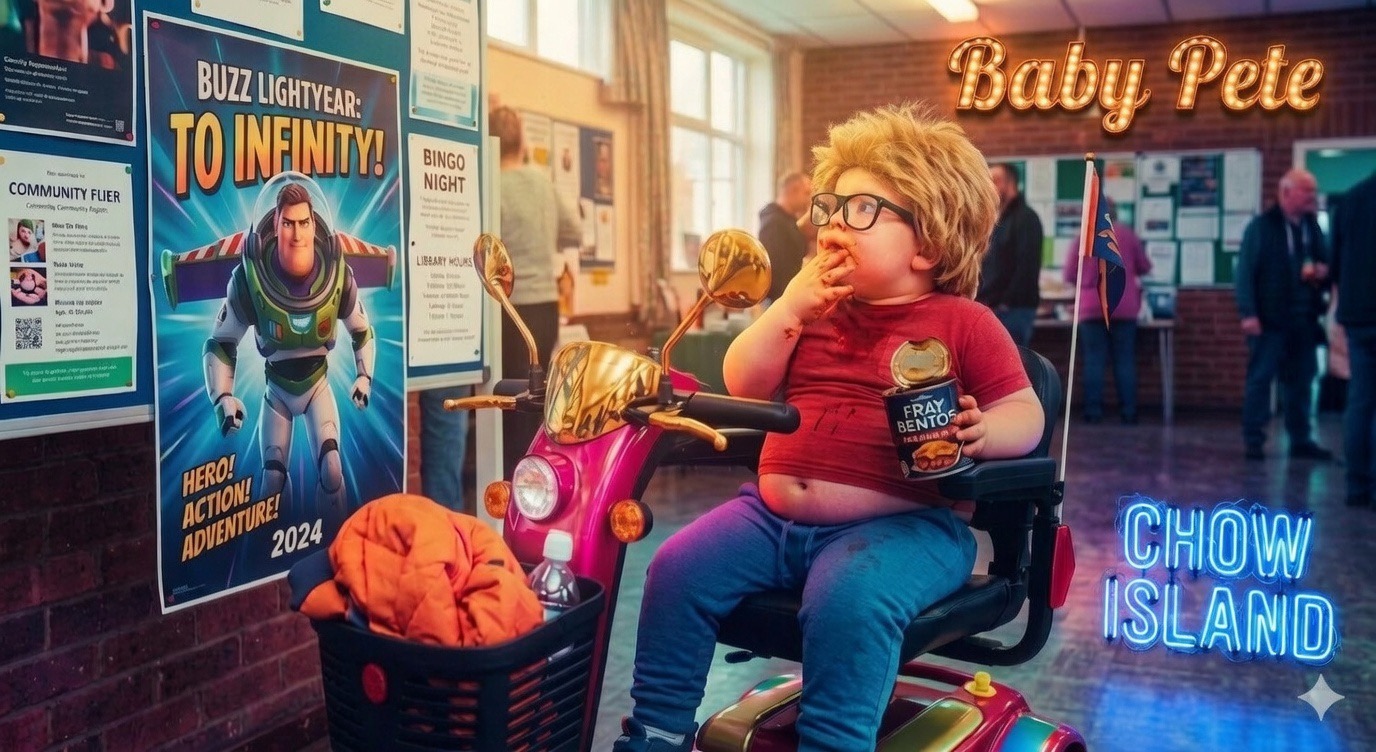 Baby Pete — a weathered figure with sharp eyes and an easy grin, seated at a bar